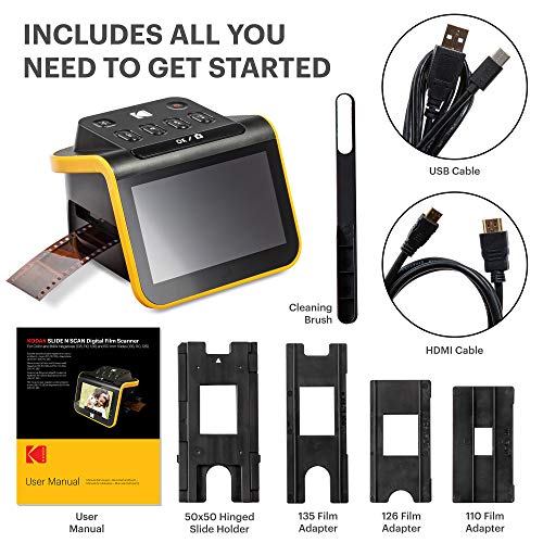 Film & Slide Scanner with 5” LCD Screen, 22MP JPEG Photos, Compatible with 135, 126 and 110 Film X40477