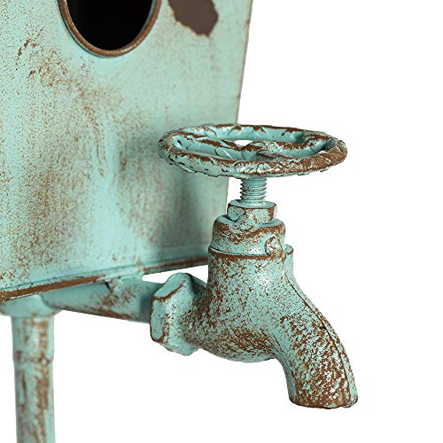Distressed Metal Birdhouse Stake E8903