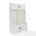 Distressed White Wood Hall Tree (Set of 2) L88315