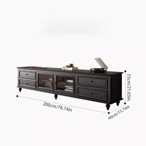 Black Solid Wood TV Stand (200X40X55CM) W760206