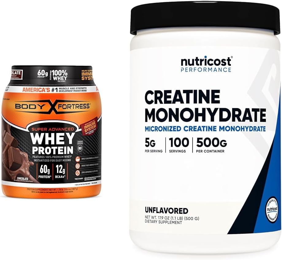100% Whey Protein Powder Chocolate 1.78lbs & Creatine Monohydrate Micronized Powder 500G 5000mg Per Serv D81987