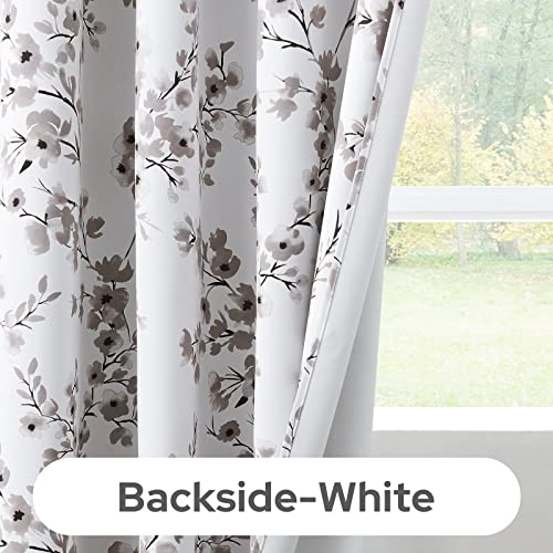 Taupe Floral Blackout Curtains, 52 X 84 Inches, 2 Panels R890