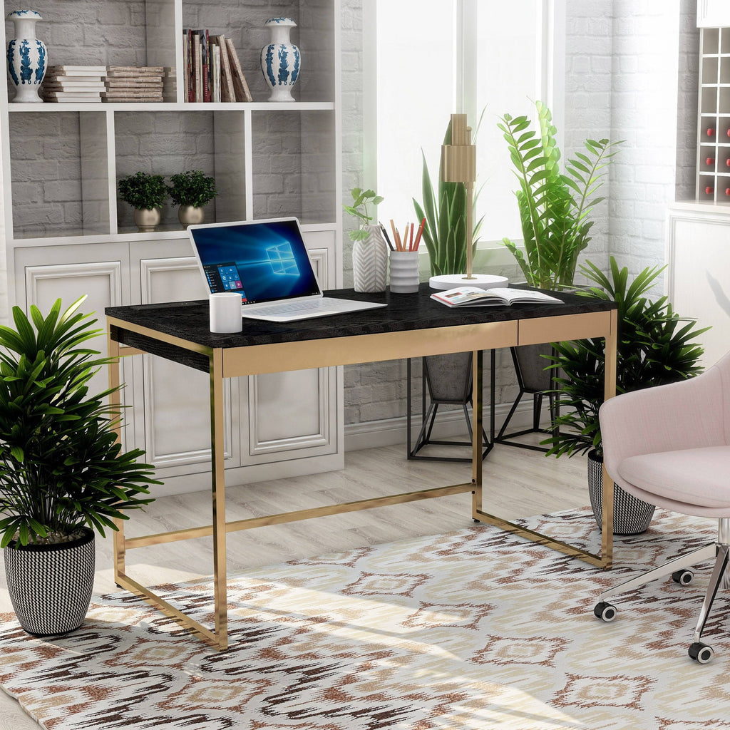 Black 48-Inch Desk with USB Ports X6919
