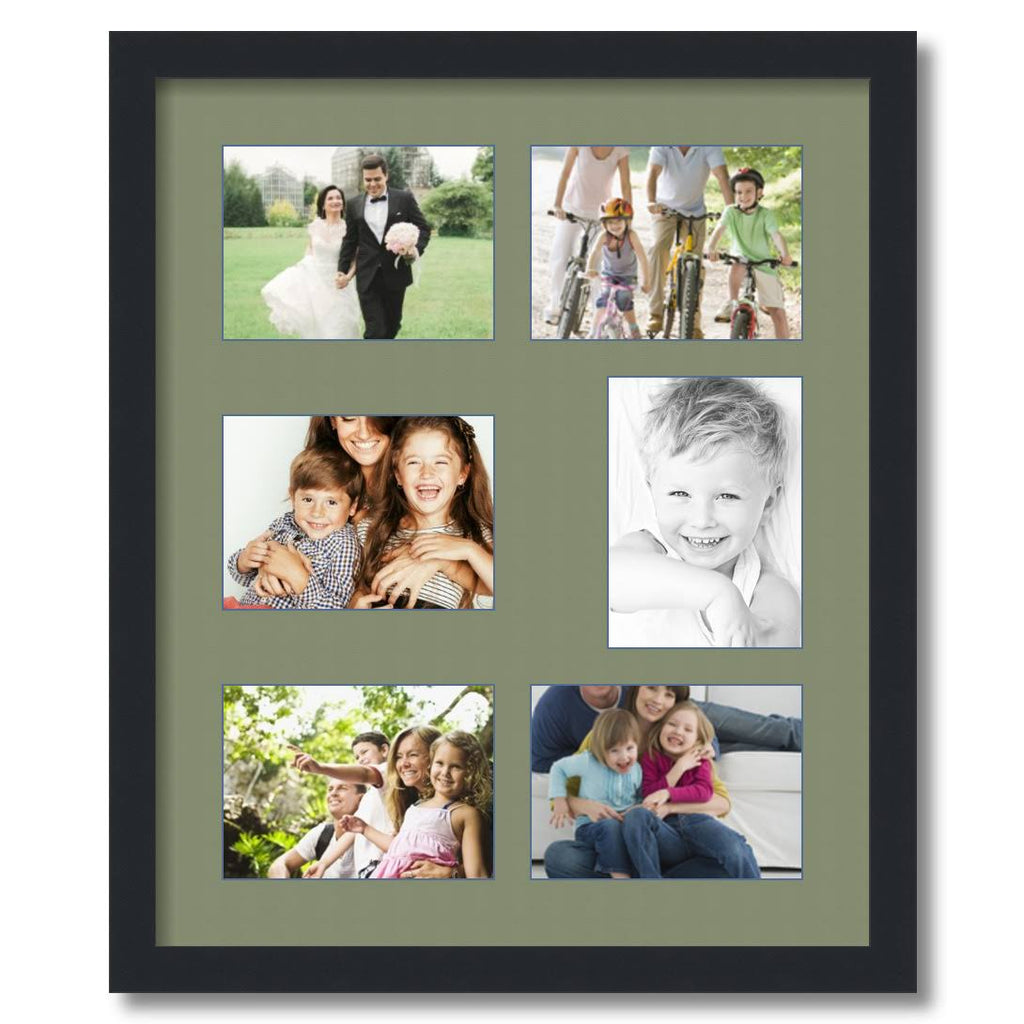 Satin Black Collage Picture Frame with 6 Openings for 5x7 Photos Z96638