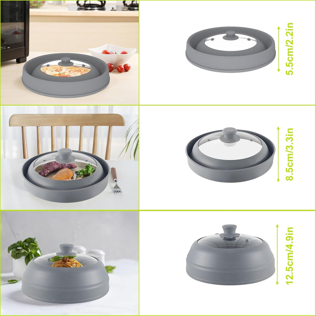 10.5 inch Microwave Plate Cover with Collapsible Silicone and Glass I5052