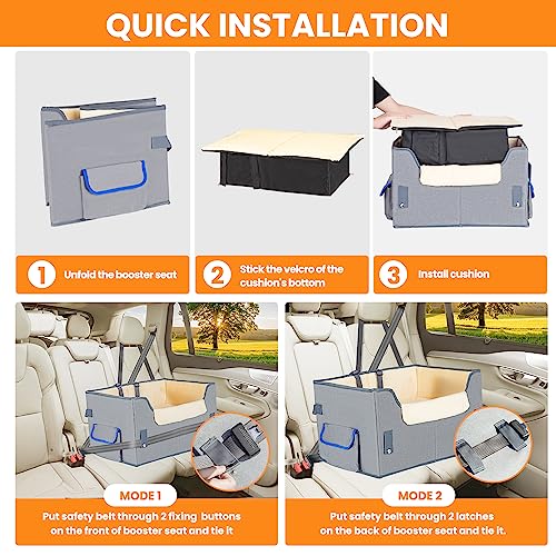 Elevated Dog Booster Seat Pet Travel Carrier Bed with Adjustable Straps M68199