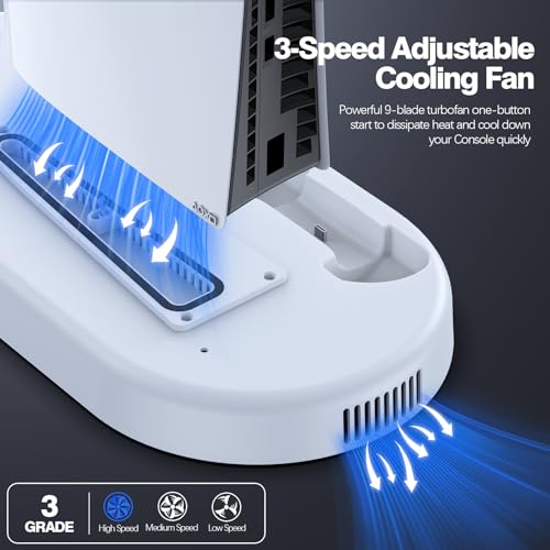 PS5 Slim Stand with Cooling Fan and Charging Station White O25784
