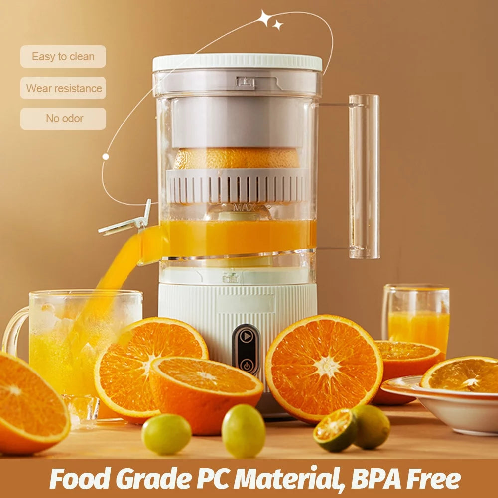 Electric Citrus Juicer Squeezer with Pulp Basket, 300ml, USB Charging, BPA-Free (White) V50116