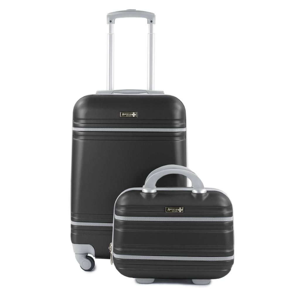 2 Piece Carry-On Cosmetic Luggage Set Black I79811
