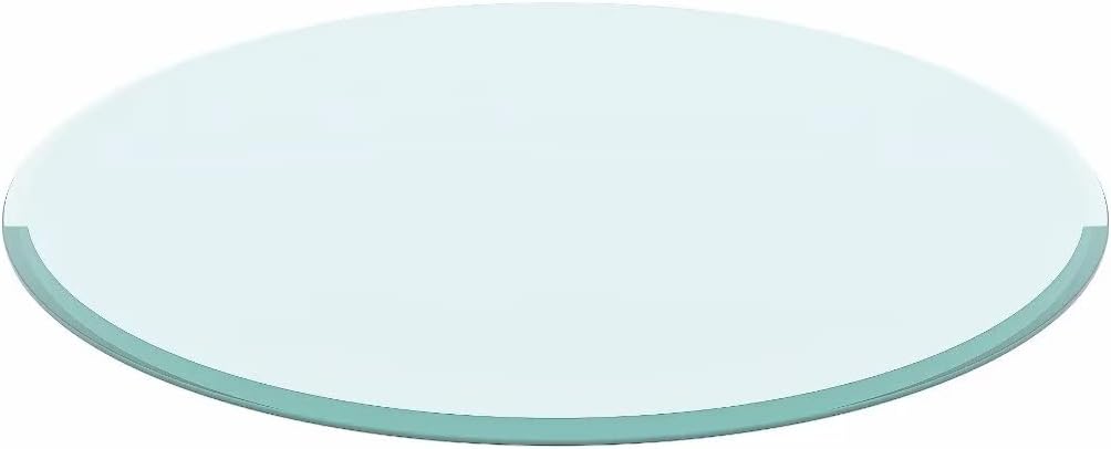 24 Inch Round Tempered Glass Table Top Clear 1/2 Inch Thick Beveled Polished Edge F656