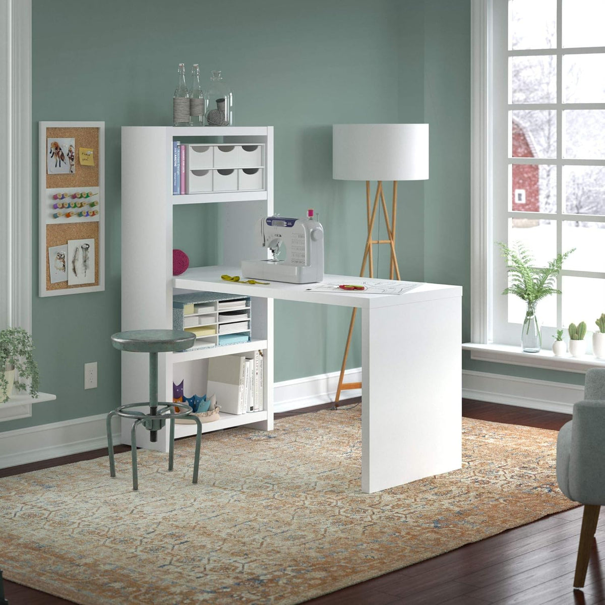 Pure White Bookcase Desk Y260064
