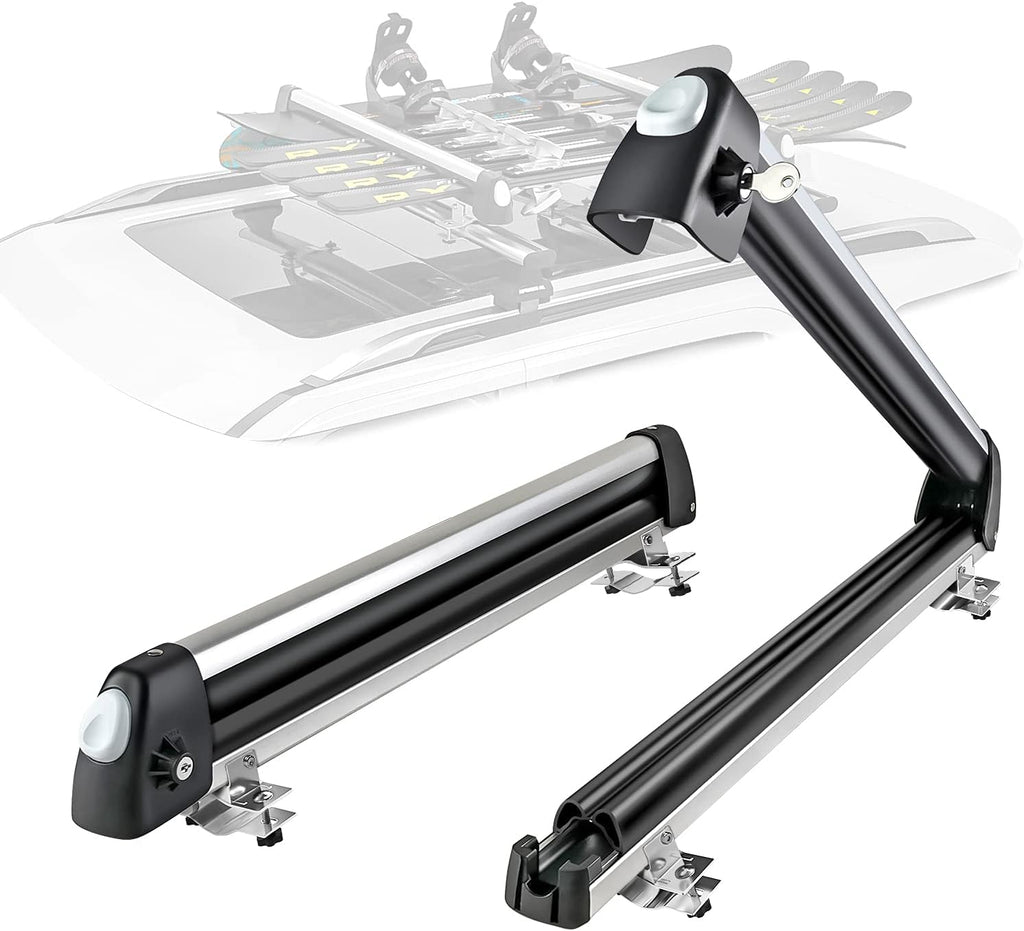 Aluminum Universal Car Ski Roof Racks, 2 Pcs Silver W897976