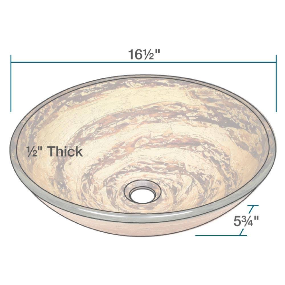 Glass Vessel Sink with Chrome Waterfall Faucet D184732