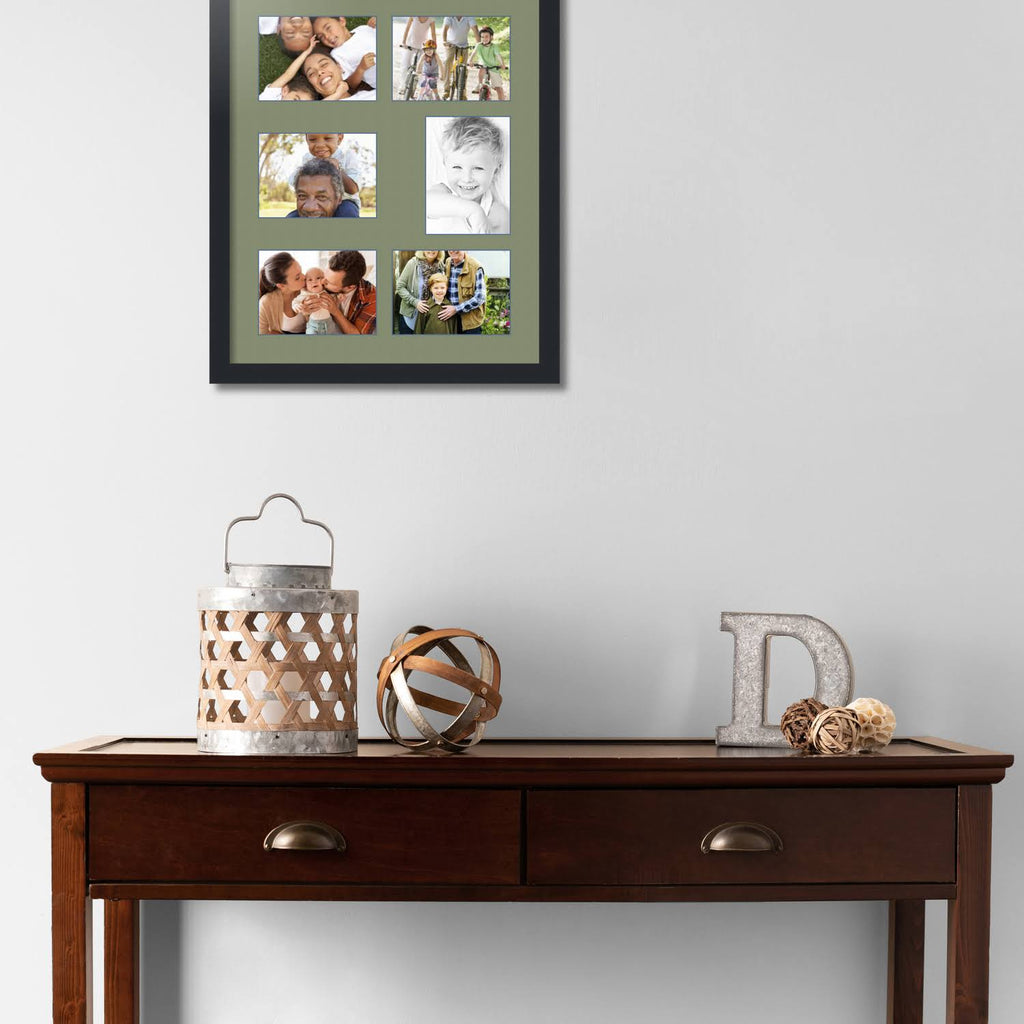 Satin Black Collage Picture Frame with 6 Openings for 5x7 Photos Z96638