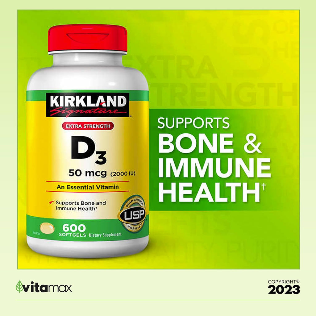 Extra Strength D3 50 mcg, 600 Softgels O262479