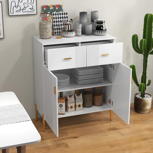 2 Door Sideboard with 2 Drawers and Shelves White N88111