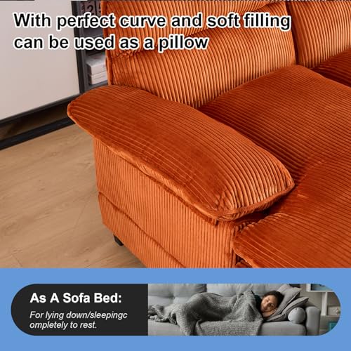 White Corduroy U Shaped Modular Sofa Sleeper with Double Chaise W327203
