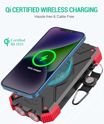 10,000mAh Solar Power Bank with Wireless Charging S221
