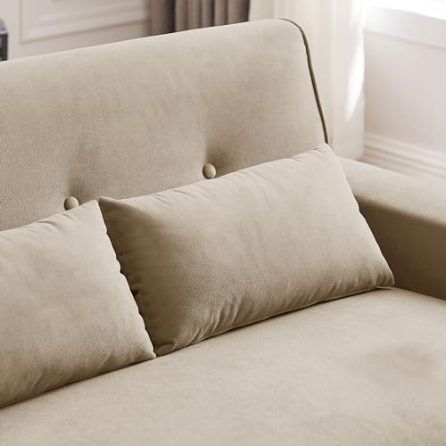 Green Small Loveseat Sofa with Wood Legs Y1389