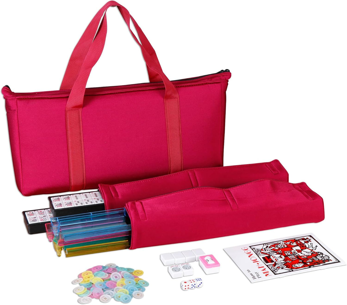 Cream White 166 Tiles Mahjong Set with Carrying Bag V24882
