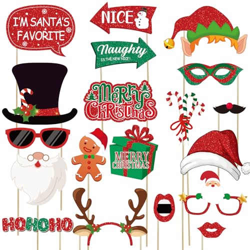 30pcs Glitter Christmas Photo Booth Props Set E3543