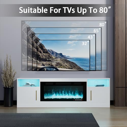 Black 70 Inch Electric Fireplace TV Stand M764058
