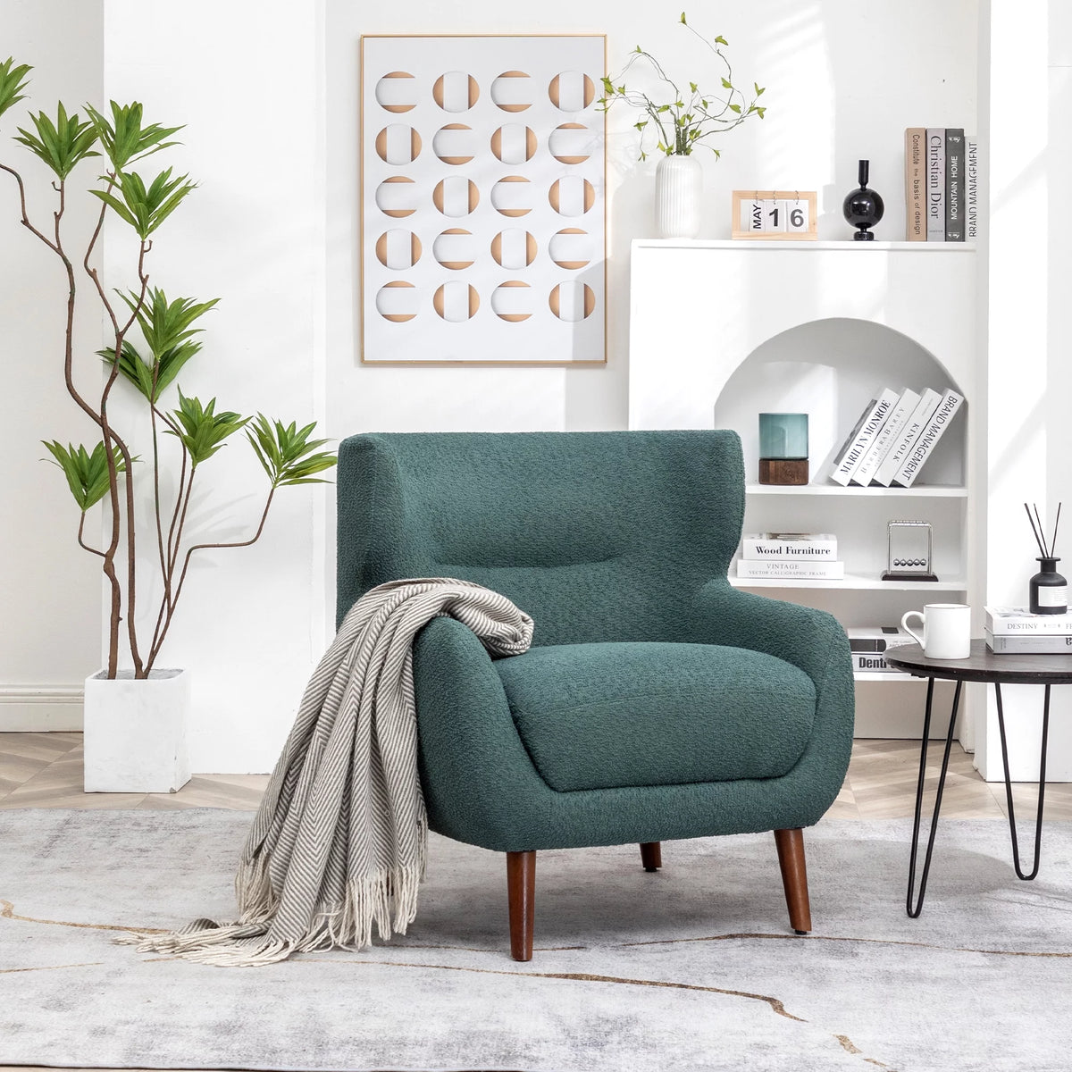 Green Tufted Wingback Armchair Y3120