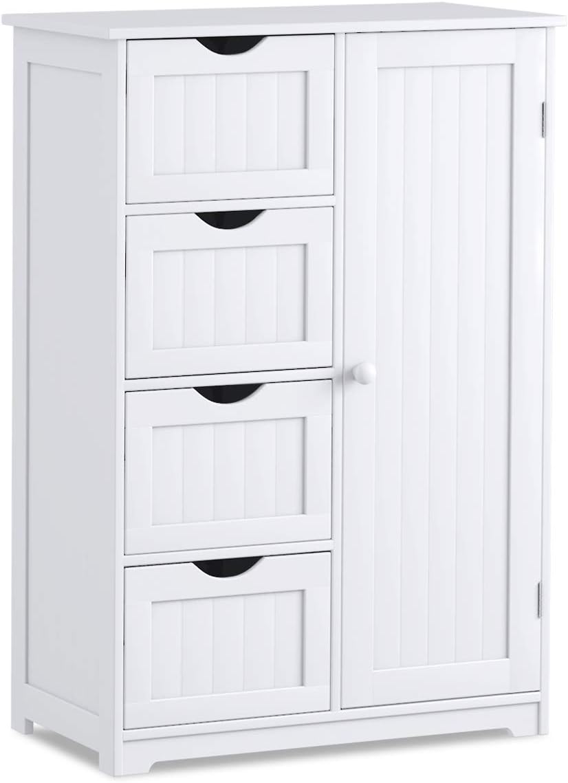 Gray Wooden 4 Drawer 1 Door Storage Cabinet W6754