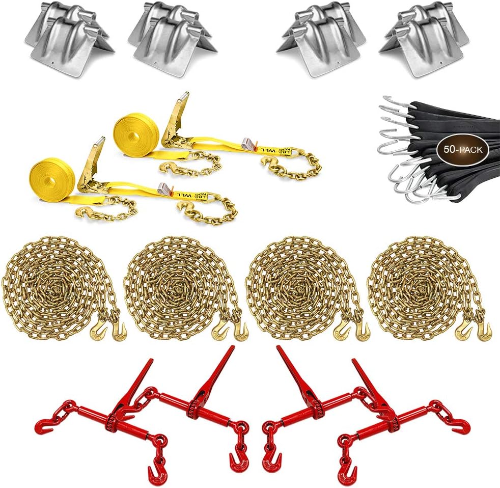 68 Pieces 5/16 Inch Grade 70 Chain Flatbed Tie Down Kit N70291