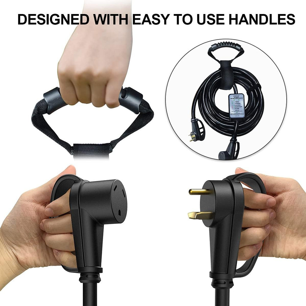 30 amp rv Extension Cord, 25 FT Waterproof rv Surge Protector with Circuit Analyzer V969405