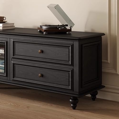 Black Solid Wood TV Stand (200X40X55CM) W760206