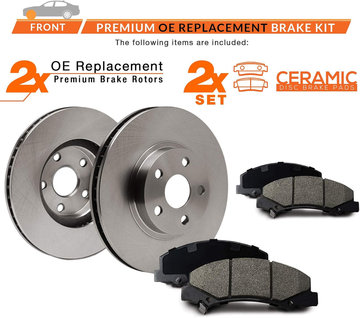 Max Brakes Premium OE Rotors with Carbon Ceramic Pads H2990