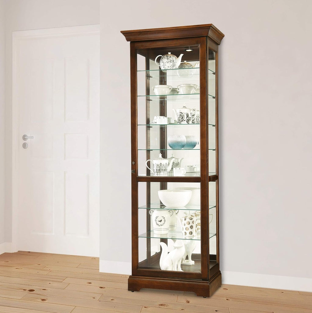 Cherry Bordeaux Seven Glass Shelves Curio Cabinet S783957