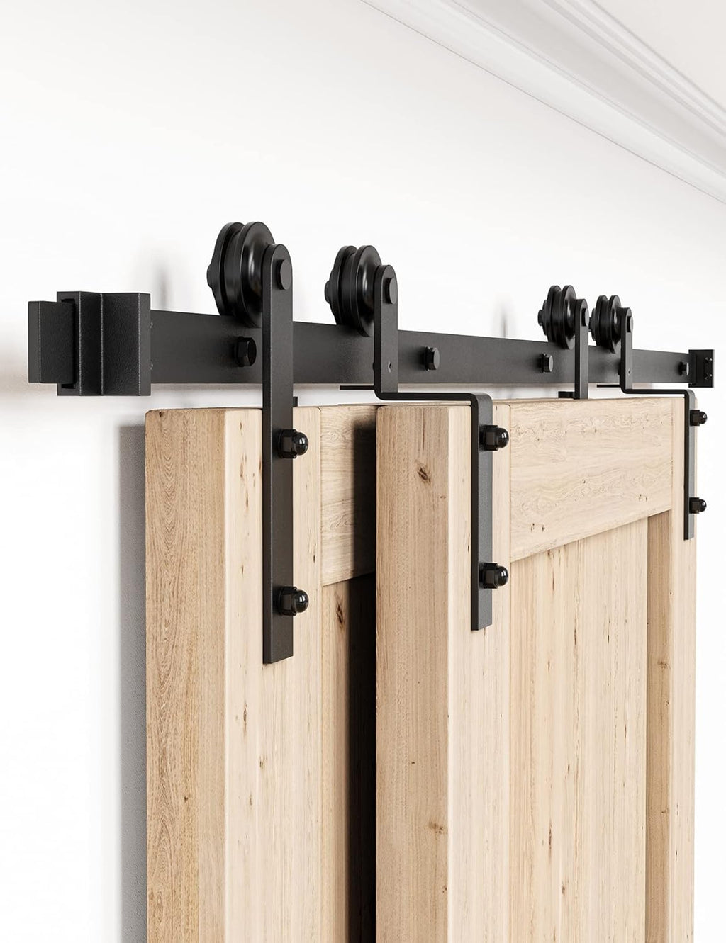 6FT Single Track Bypass Barn Door Hardware Kit I342