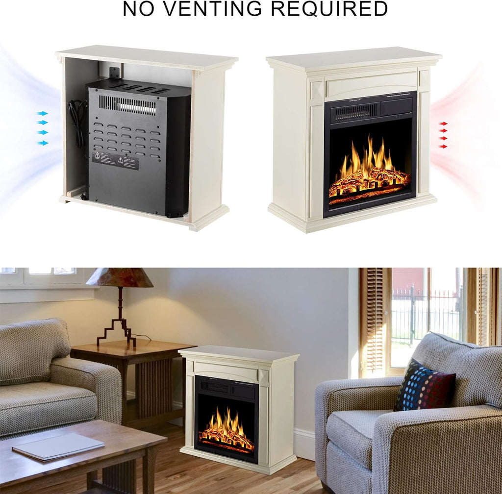 26’’ Electric Fireplace Heater with Remote Control, White M137382