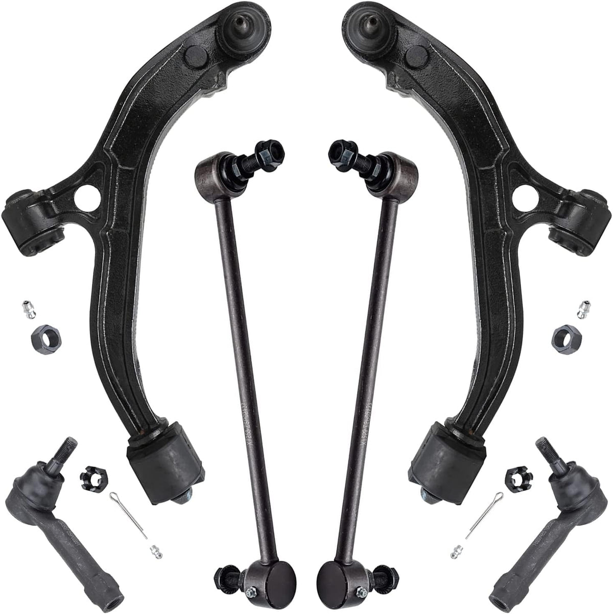 Front Lower Control Arm with Ball Joints Sway Bars Outer Tie Rods 6pc Set O886
