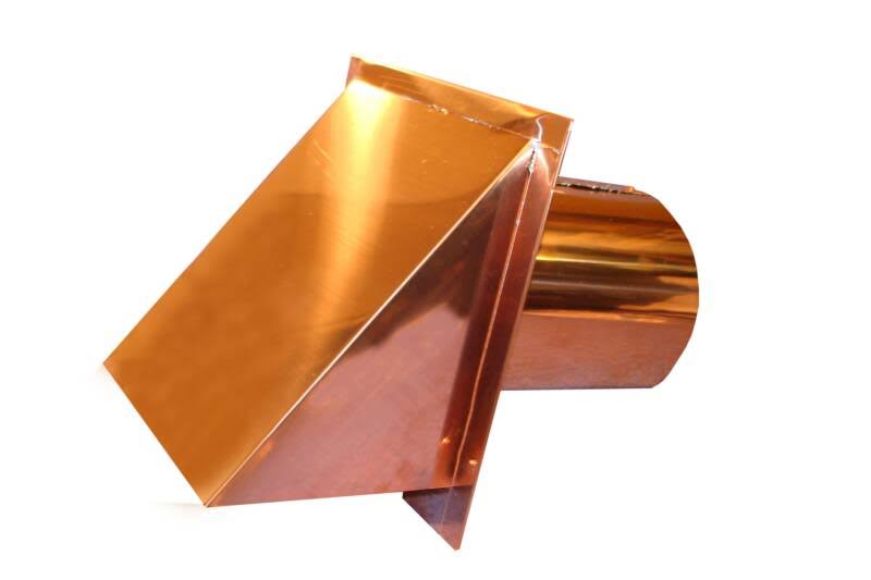 8 inch Copper Wall Vent Cap with Screen and Damper H247