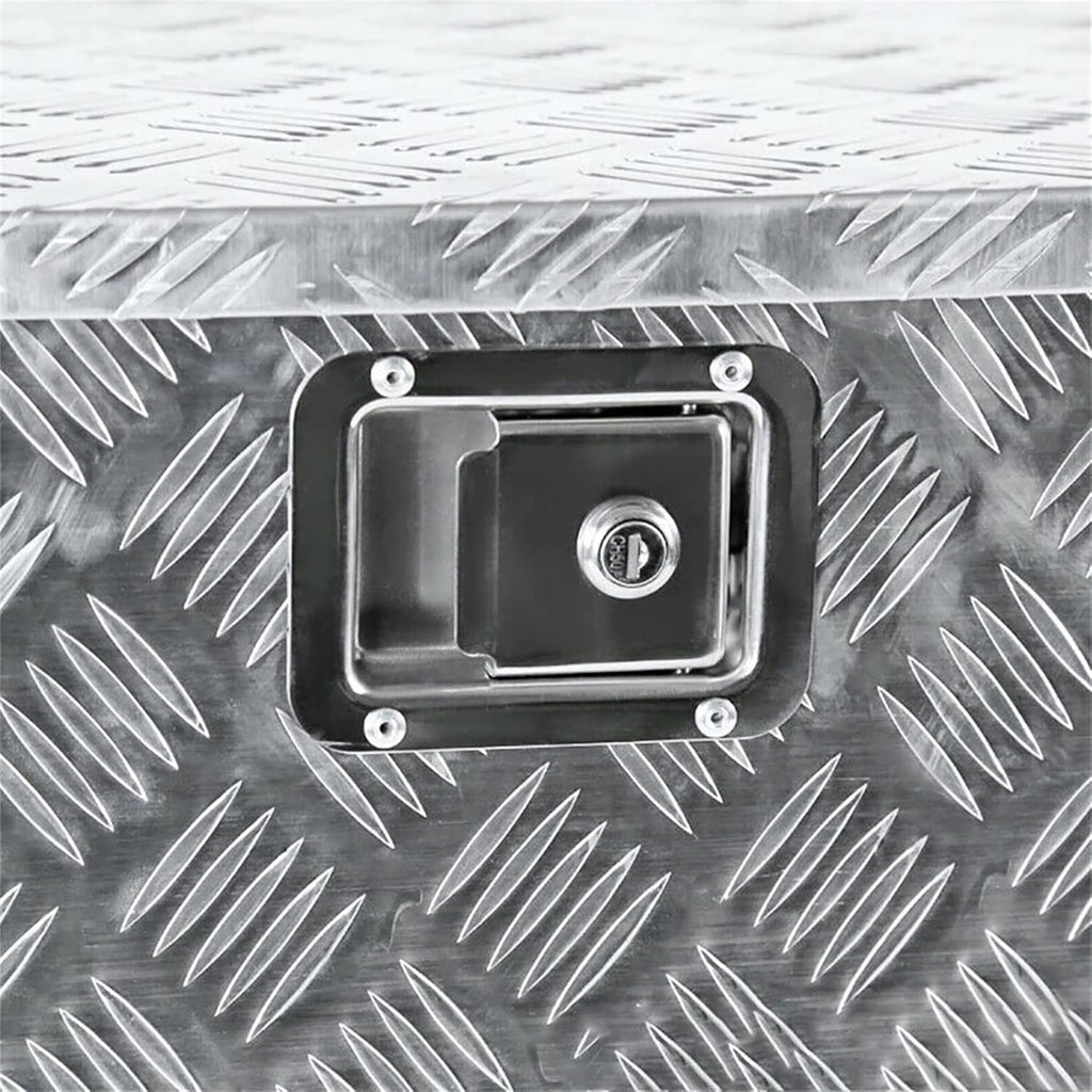 Aluminum Trailer Tongue Tool Box Diamond Tread Silver 29 x 15 x 18in R100