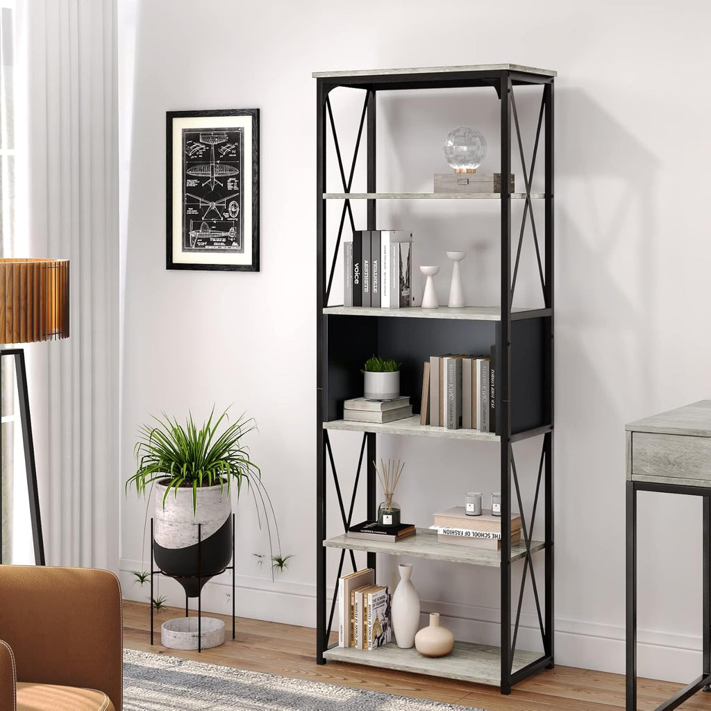 5 Tier Gray Bookshelf B672528