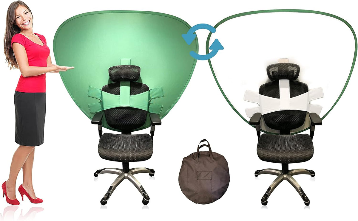 Dual-Sided Webcam Background Privacy Green Screen Chair O46587