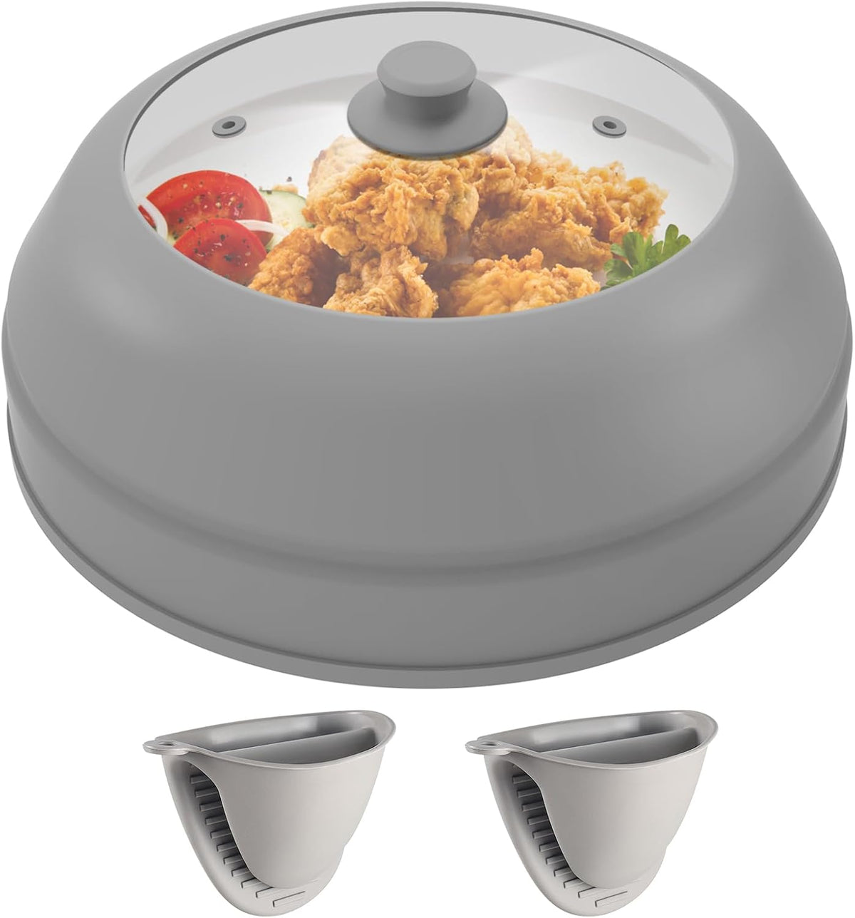 10.5 inch Microwave Plate Cover with Collapsible Silicone and Glass I5052