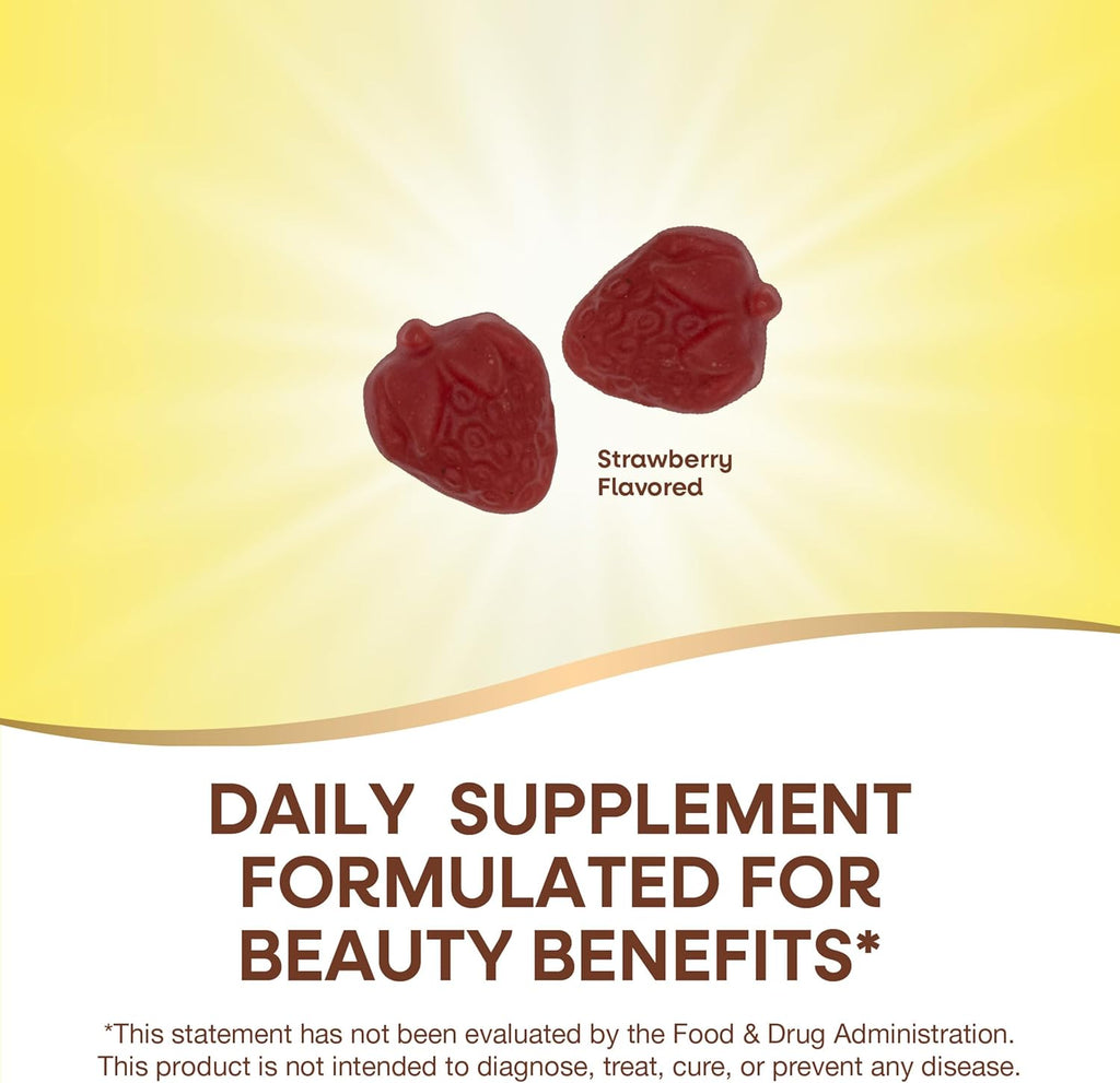 Strawberry Flavored Hair Skin & Nails Gummies, 60 Gummies M968772