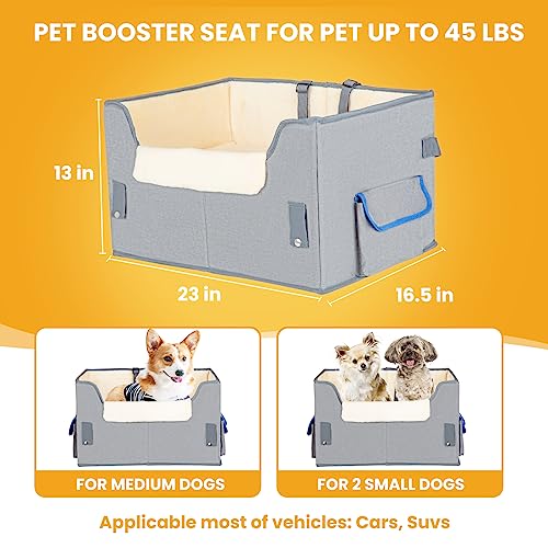 Elevated Dog Booster Seat Pet Travel Carrier Bed with Adjustable Straps M68199
