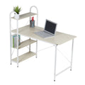 Oak/White Computer Desk With Shelves Y72865