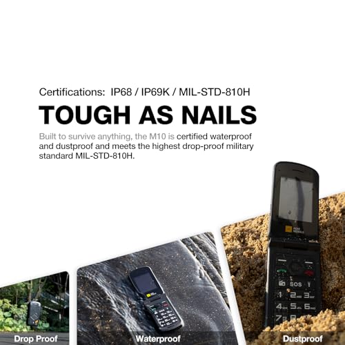Rugged Basic Flip Phone, 4G Feature Cell Phone, Waterproof & Drop-Proof, SOS Button, Speed Dial, 98dB Speaker, Large Fonts & Big Buttons K509525