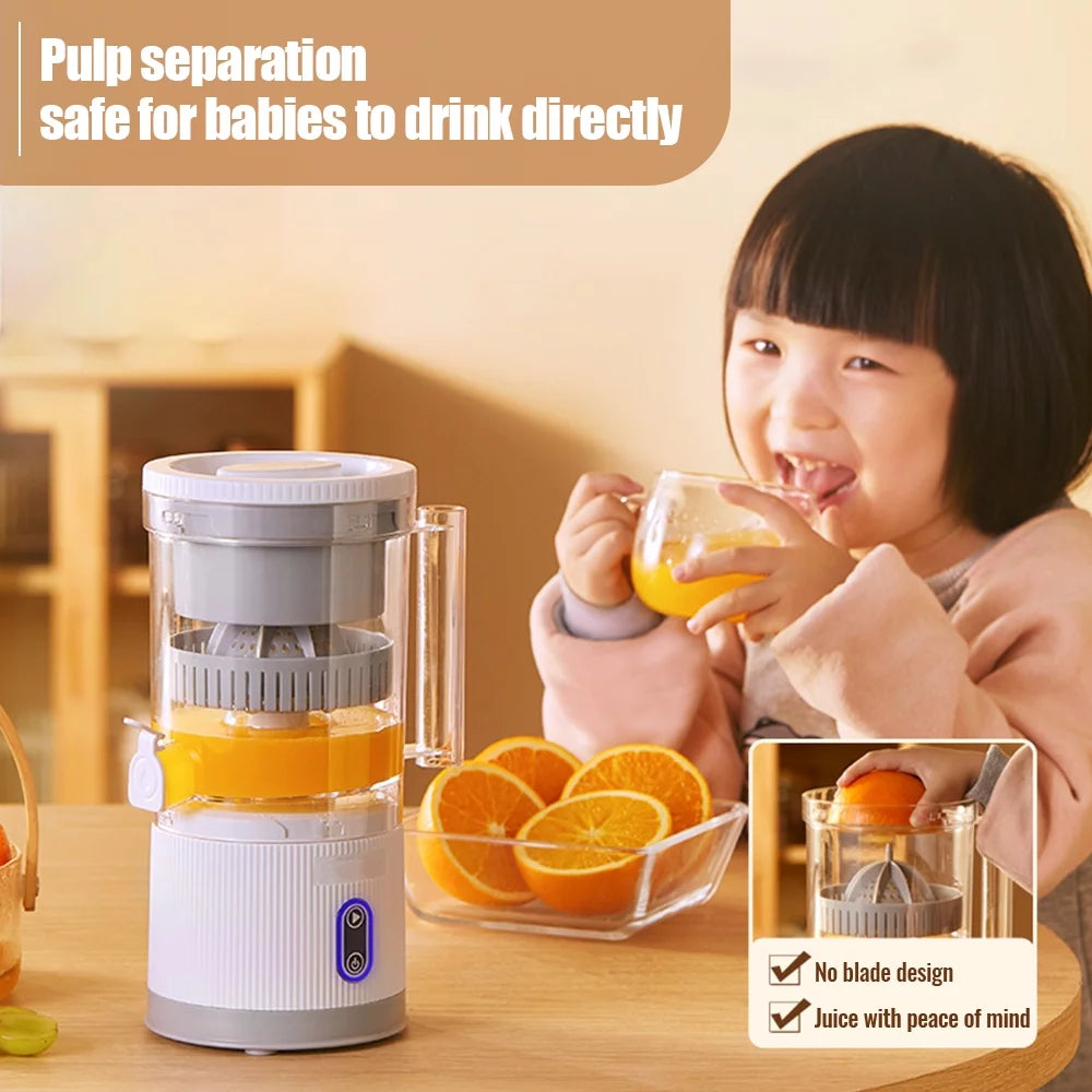 Electric Citrus Juicer Squeezer with Pulp Basket, 300ml, USB Charging, BPA-Free (White) V50116
