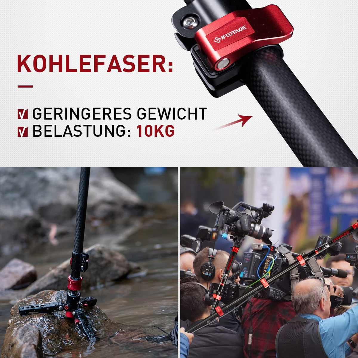 59 Carbon Fiber Video Monopod with Feet W18227