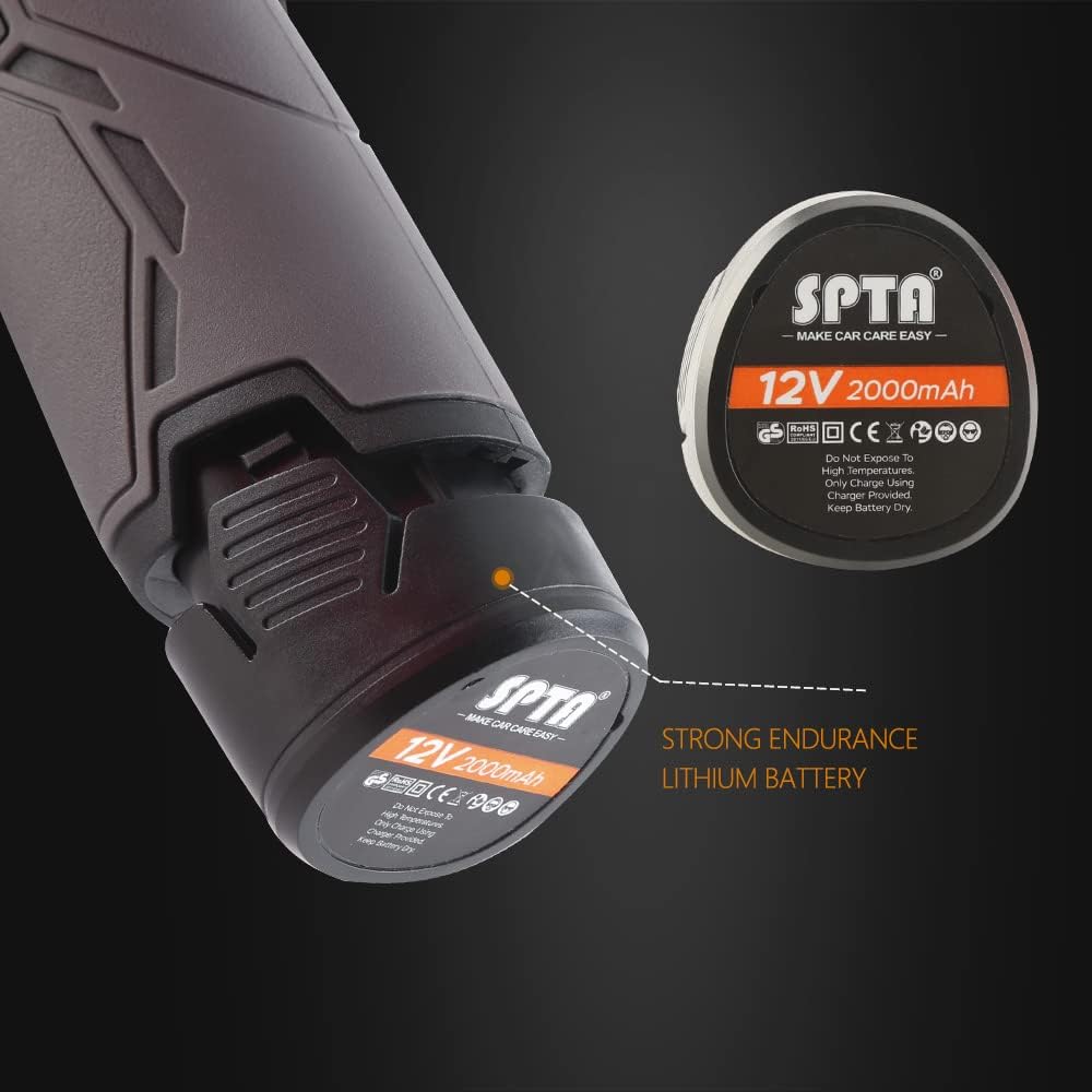 Cordless Car Buffer Polisher with 2Pcs 12V Lithium Rechargeable Battery Brushless Polisher, 2.0Ah E266210