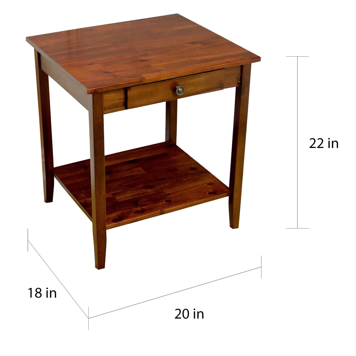 Solid Acacia 1-Drawer End Table - Mahogany O572535