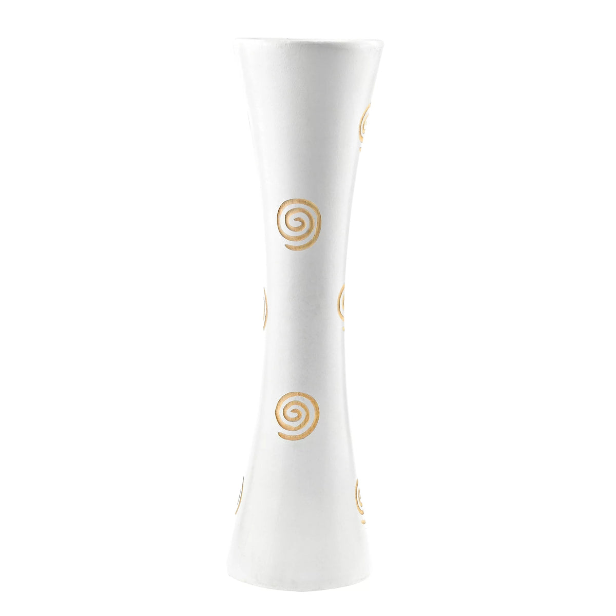 White Carved Spiral Mango Wood Flower Vase L433